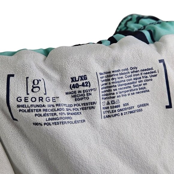 [g] George Green Tropical Print Swim Trunks Size XL (40-42) Cargo Pocket Elastic - Picture 5 of 8